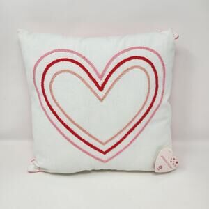 White Pink Red Heart Square Shaped Valentine's Day Decorative Pillow
